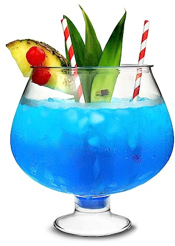 bar@drinkstuff Plastic Footed Cocktail Fish Bowl 80oz / 2.5 Litre - Set of 12 - Novelty Party Cocktail Sharer