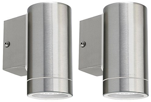 2 x Stainless Steel Outdoor Wall Light IP65 Exterior/Interior Wall Light Twin Pack ZLC01
