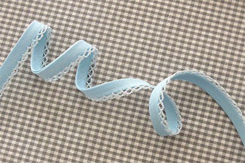 5m Schrägband mit Häkelborte uni hellblau 15