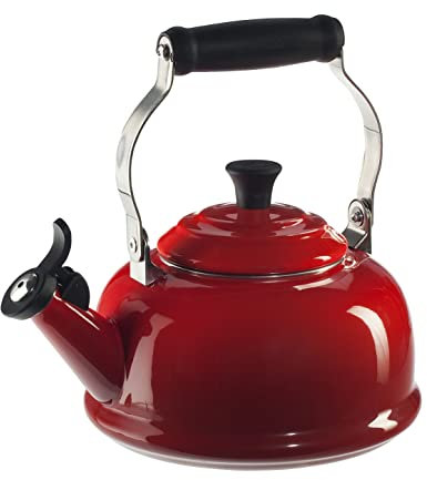 Le Creuset Enamel On Steel Whistling Tea Kettle, 1.7 qt., Cerise