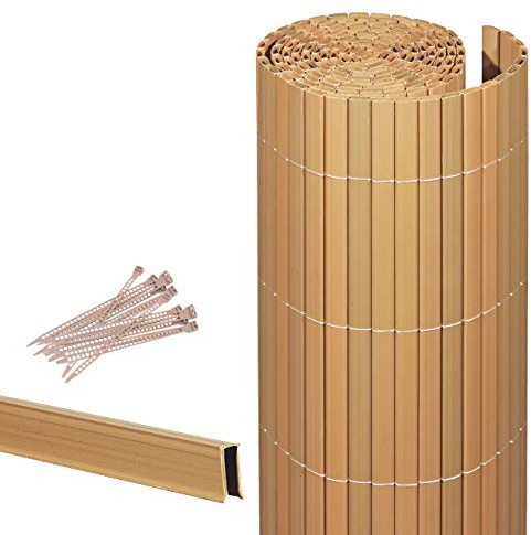 Videx-Sichtschutzmatte Rügen, Teak, 25 Schlaufen, 3m U-Profil, 140 x 300cm