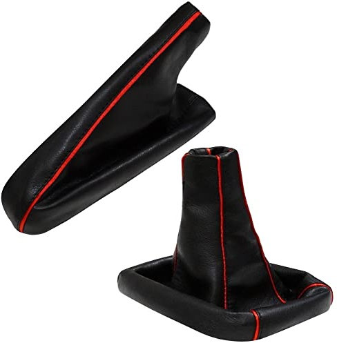 AERZETIX - Soufflet Levier de Vitesse Frein à Main Noir Bordure Rouge