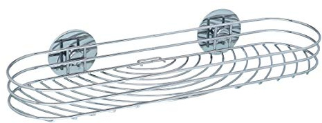 WENKO Turbo-Loc® Maxiablage, Wandablage für Seife, Shampoo & Co., Wandregal fürs Badezimmer, Befestigung ohne Bohren, aus verchromtem Stahl, 38 x 6 x 11,5 cm