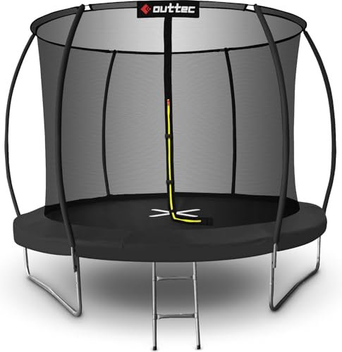 Outtec Gartentrampolin 366 cm (12 ft) – Gartentrampolin mit Sicherheitsnetz & Leiter – Bodentrampolin Wetterfest