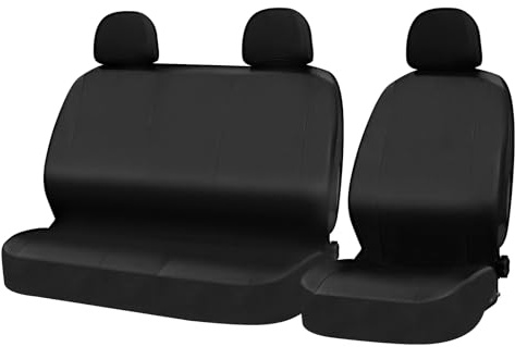 WOLTU Autositzbezüge Universal für Transporter LKW, schwarz | Vorn Sitzbezüge Auto 1+2 Sitzbezug, Schonbezüge aus Kunstleder, Lieferwagen