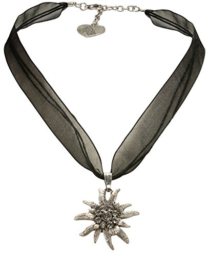 Alpenflüstern Organza-Trachtenkette Strass-Edelweiß - Damen-Trachtenschmuck Dirndlkette in traditionellen Farben DHK079