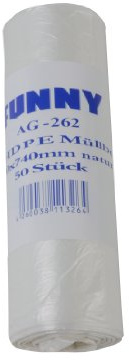 Funny HDPE Müllbeutel, 630 x 740 mm, transparent, circa 60 L, 40er Pack (40 x 50 Stück)