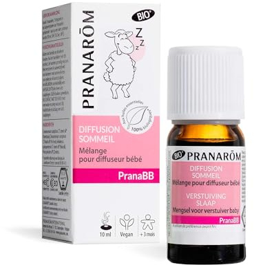 Pranarôm PranaBB Diffusion Sommeil Bio 10 ml | Mélange d'huiles essentielles apaisantes pour faciliter l'endormissement de bébé. Dès 3 mois.