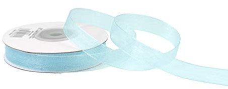Organzaband 12mm x 25m Rolle - FARBAUSWAHL in 3/6/12/25/38mm - transparent, farbecht & waschbar - Schleifenband für Hochzeit - Geschenkband zum Verpacken Dekorieren Basteln - Hellblau 311