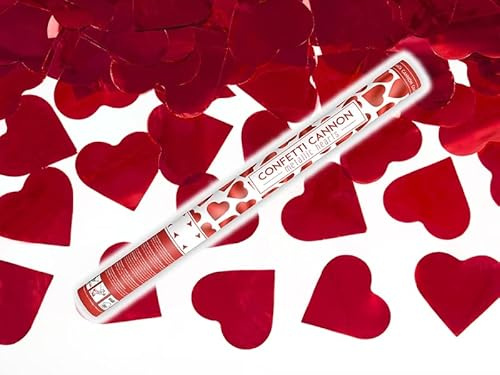 Konfetti Shooter Konfettikanone Hochzeit Konfettishooter 60cm (Rot Herz)