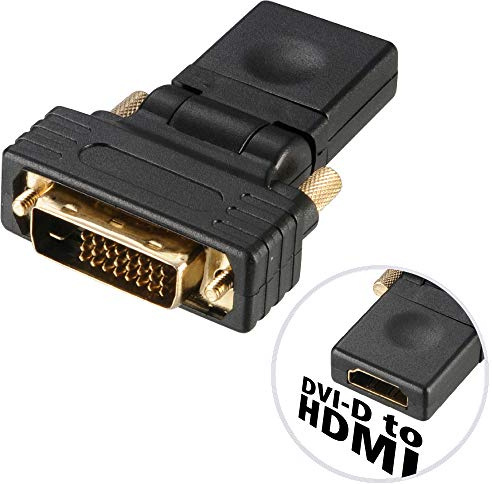 Akasa DVI-D to HDMI Angle Adapter | Full HD 1080P | Portable HDMI Converter | 360° swivel twist design | Space-saving | AK-CBHD16-BK