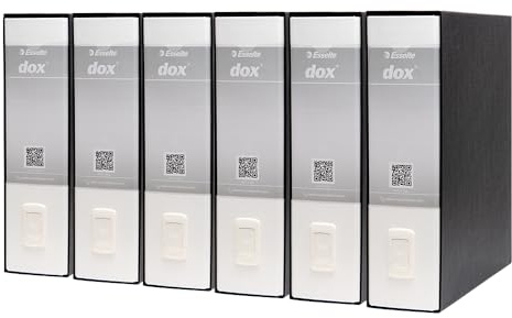 Esselte Dox 1 Raccoglitore a Leva Formato Commerciale D8, A4, Bianco, Confezione da 6 Pezzi