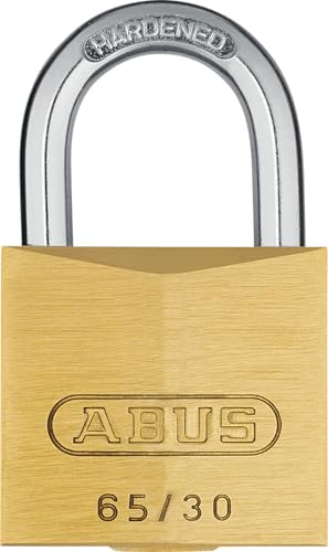 ABUS Padlock Brass 65/30 - Solid Brass Body, Hardened Steel Shackle | Security level 4, Nano Protect coating, precision pin cylinder - 30 mm wide, 2 keys included, for indoor & outdoor use