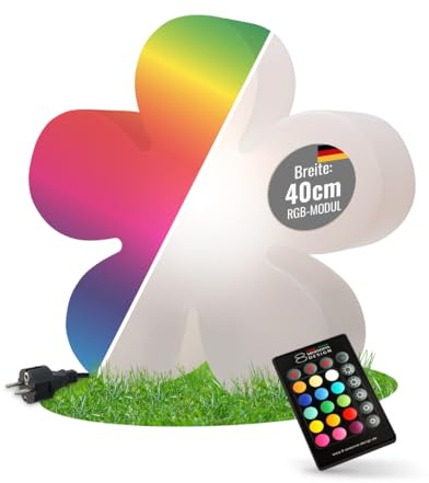 8 seasons design LED Blume 40cm Shining Flower (Weiß) RGB Farbwechsel, dimmbar, mit Fernbedienung – Dekolampe für außen (Garten, Balkon) und innen – Osterdeko, Deko Frühling, Gartenlampe