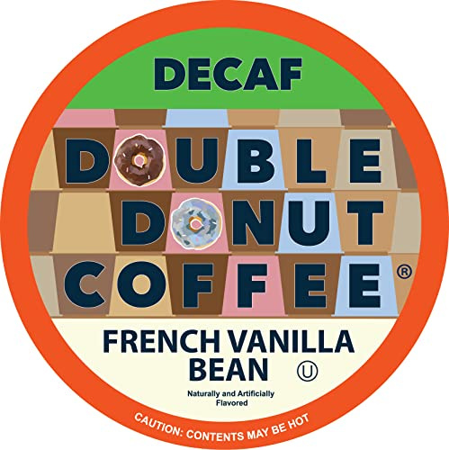 Double Donut French Vanilla Coffee Medium Roast Flavored Decaf Coffee Pods for Keurig K Cups Makers from Double Donut, 96 Capsules