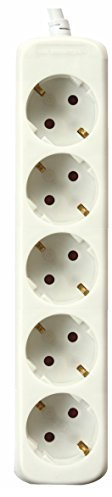 SILVER ELECTRONICS - Regleta Enchufe con 5 Tomas sin Interruptor, Blanco, 5 Enchufes, Cable de 1,5 Metros, Protección Infantil, Toma de Tierra, con protección sobretensiones