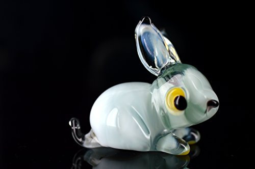 Unbekannt Hase Weiß - Figur aus Glas weißes Kaninchen - Glastier Weißer Hase - Setzkasten Vitrine Deko Ostern Frühling Osterdekoration Frühlingsdekoration