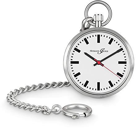 Hermann Jäckle Herren Taschenuhr Frankfurt Quarz Silber 43 mm
