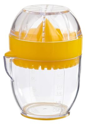 Trudeau Lemon Squeezer with Integrated Strainer – Compact Citrus Juicer with 1/2 Cup Capacity, Calibrated Container & Pouring Spout – BPA-Free & Dishwasher Safe – Original Trudeau Design