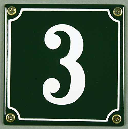 Buddel Bini Wetterfestes Emaille Hausnummernschild 3 12 x 12 cm, sofort lieferbar, grün
