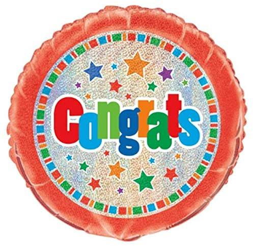 Unique Party - Globo de Foil Prismático de Felicitaciones con texto Congratulations - 45 cm (55539) , color/modelo surtido