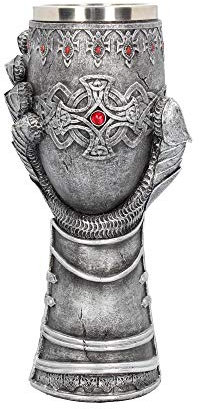 Nemesis Now B1179D5 Gauntlet Goblet 23cm Grey, Resin w/Stainless Steel Insert