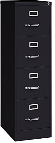 Office Dimensions Commercial 4 Drawer Letter Width Vertical File Cabinet, 22 Deep - Black