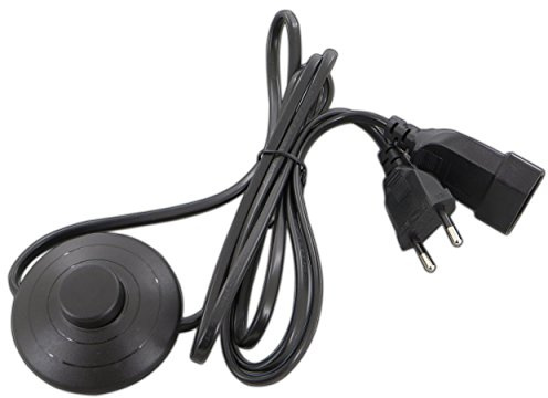 Netzkabel Verlängerung mit Schalter 200 cm / 2 Meter Netzzuleitung Eurostecker Stromkabel Eurostecker Verlängerungskabel Fußschalter Farbe: Schwarz