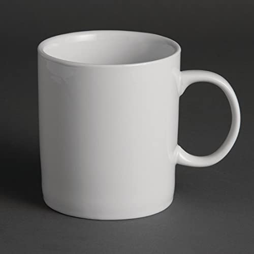 Olympia Whiteware Porcelain Mugs 483ml (Pack of 12), White | Fully vitrified for heat and shock resistance, with strengthened rolled edges and edge chip warranty protection.