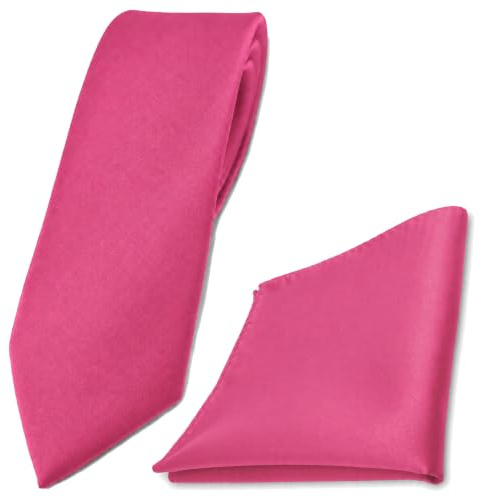 TigerTie Krawatte & Einstecktuch Set Herren Hochzeit Business, schmal 6 cm Polyester