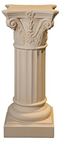 Antikes-Wohndesign Standsäule-Blumensäule-Dekosäule-Steinsäule (Creme-beige-antikfinish)