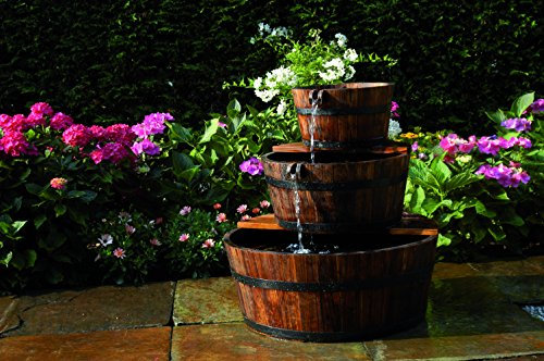 Gartenwelt Riegelsberger Wasserspiel Edinburgh Springbrunnen Set Holzfass Gartenbrunnen Brunnen