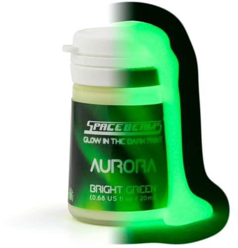 SpaceBeams Aurora Glow in the Dark Paint (20ml) Bright Green Glow, Non-Toxic, Water Based