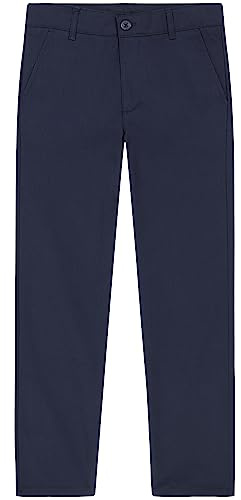 Nautica Boys' School Uniform Flat Front Twill Pant, Navy, 18