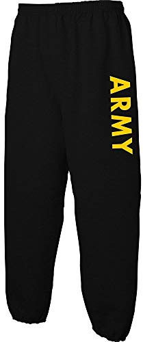 Lucky Ride Military Gear Black Army Sweat Pants with Gold Print, Medium