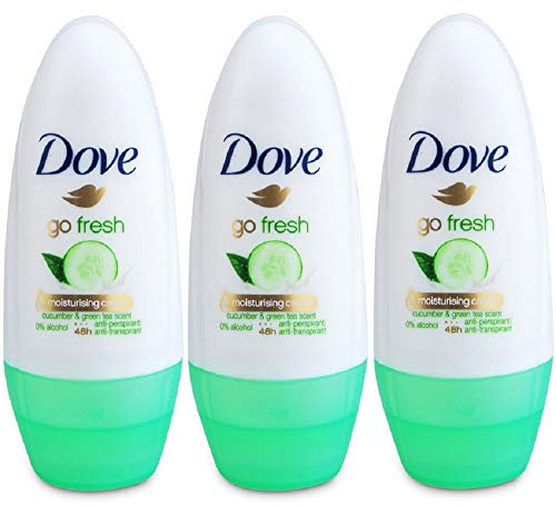 Dove Go Fresh Lot de 3 déodorants à bille anti-transpirants Parfum concombre et thé vert 50 ml