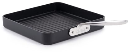 All-Clad E7954064 HA1 Hard Anodized Nonstick Dishwasher Safe PFOA Free Square Grill Cookware, 11, Black