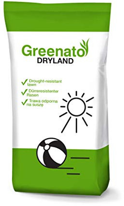 Rasensamen trockenresistent Greenato Dryland 15kg – dürreresistenter Trockenrasen Turbo Rasensamen schnell keimend Frühjahr und Herbst Grassamen Unkrautvernichter Rasen Rasensaat - für 600m²