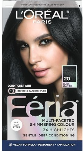 Feria Hair Color, 20 Natural Black (Packaging May Vary) by L'Oreal Paris
