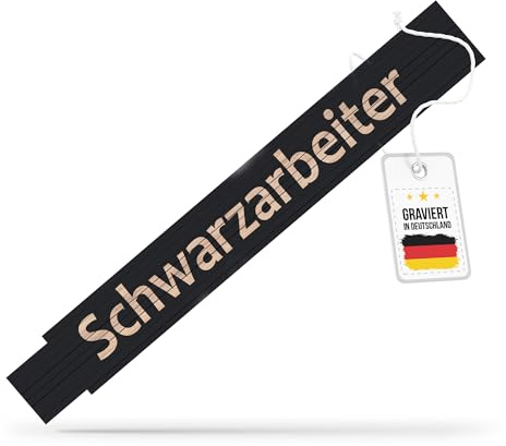 andSmile Zollstock schwarz - Meterstab mit Spruch Schwarzarbeiter - lustiger Zollstock aus hochwertigem Buchenholz - lustige Geschenke für Männer, Papa, Handwerker, zum Vatertag, Geburtstag