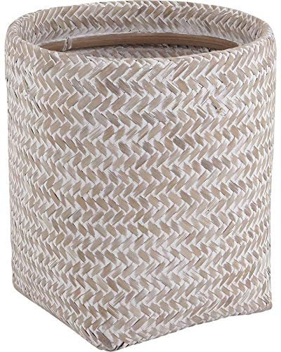 AUBRY GASPARD Poubelle ronde en bambou blanc