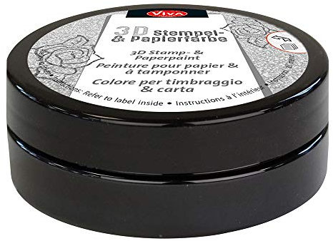 Viva Decor®️ 3D Stempel- & Papier-Farbe (Schwarz, 50ml) Stempelfarbe für Papier, Karton, Stempelkissen - Bastelfarbe für Hochzeit, Scrapbook, Kinder UVM.