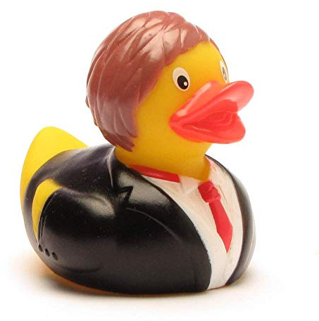 DUCKSHOP I Badeente Bräutigam I Quietscheente I L: 7,5 cm I inkl. Badeenten-Schlüsselanhänger im Set