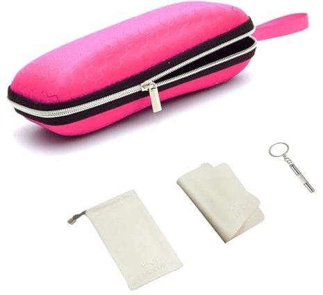 LRZCGB Zipper Eyeglasses Case,Honeycomb Glasses Sunglasses Case Box Protector for Men & Women or Children (Pink)