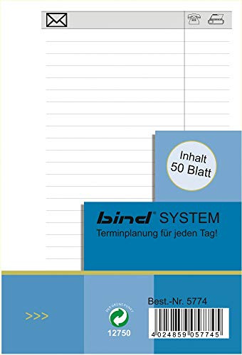 bind Systemeinlage A7 ADRESSEN Ergänzung Ringbucheinlagen Ersatz-Einlage Papier weiß B5774