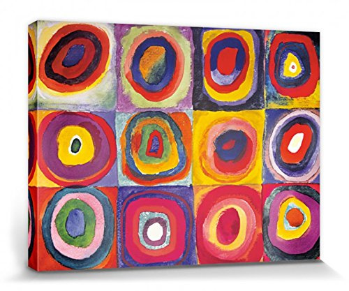 1art1 Wassily Kandinsky Poster Farbstudie, Quadrate Mit Konzentrischen Ringen, 1913 Bilder Leinwand-Bild Auf Keilrahmen | XXL-Wandbild Poster Kunstdruck Als Leinwandbild 40x30 cm