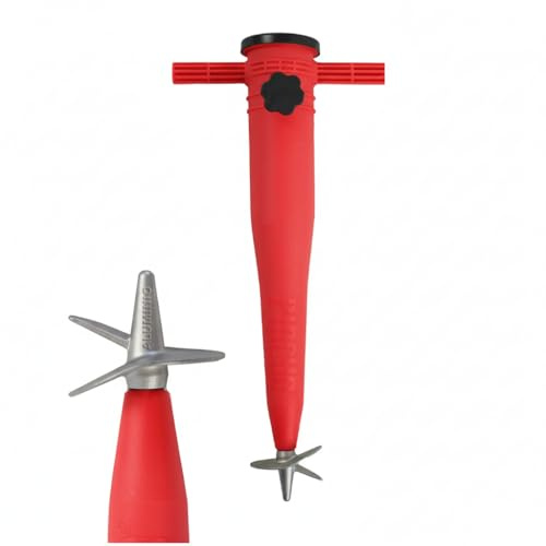 Pincho XL para Sombrilla con Hélice De Aluminio 42 Cm Alta Resistencia Viento Compatible con Tubos De hasta 50 Mm Ajuste Universal Ideal Playa Campo Jardin Fijacion Estable Antiviento (Rojo)