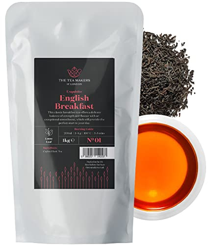 English Breakfast Tea Loose Leaf - Sri Lankan Ceylon Tea Leaves with Full-Bodied Briskness & Warm, Toasted Caramel Notes - Easy to Brew Black Tea by The Tea Makers of London 1Kg