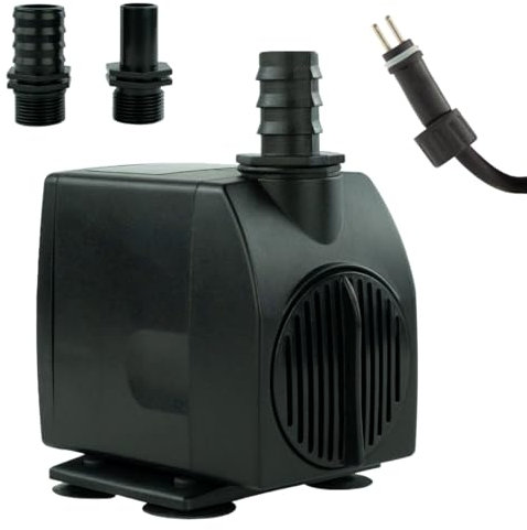 Ersatz-Wasserpumpe 12 V AC – 1200 L/H, 20 Watt, 5m Kabel, 2m Förderhöhe, Teichpumpe, Aquariumpumpe, Wasserspielpumpe und Zimmerbrunnen-Pumpe | Brunnenpumpe | Tauchpumpe | Springbrunnen-Pumpe