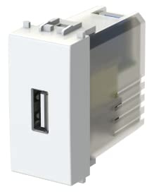 4box - Alimentatore USB 2.1 A compatibile Vimar® Plana™, per caricare i tuoi dispositivi senza bisogno di alimentatori. Occupa un solo modulo della tua serie civile. Colore Bianco